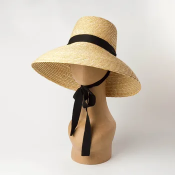 01907-HH7266 el yapımı saman Modeli gösterisi uzun şerit bayan güneşlikli kep kadın eğlence plaj tatil şapka