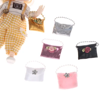 1:6 1: 12 Evcilik Minyatür saklama çantası bozuk para cüzdanı Bayan Pullu Çanta Cüzdan Çanta Sırt Çantası Bebek Oturma Sahne Dekor Oyuncak Görüntü 2