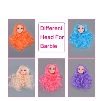 1 ADET Kafa kızlar için oyuncak bebekler Bebek Kafası Renkli Düz Saç DIY Aksesuarları Barbie 30cm Bebek 1/6 Bebek Görüntü 2