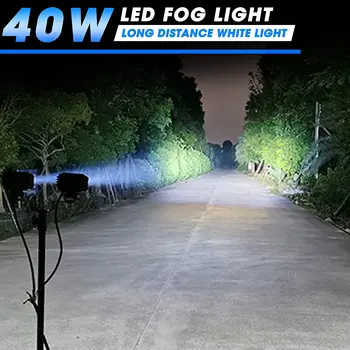 1 adet led ışık Pod beyaz ışık sürüş sis lambası motosiklet LED sis lambası su geçirmez 40W LED küp 12 Volt otomotiv ışık Görüntü 2
