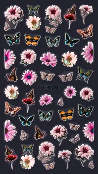 1 Sayfalık 10 Desenler Çiçek / Kelebek 5D Geri Tutkal Nail Art Sticker Tırnak Dekorasyon DIY Yapıştırıcı Çıkartma Tırnak Çıkartmalar Tc # 078