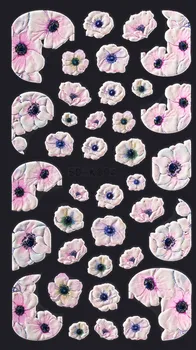 1 Sayfalık 10 Desenler Çiçek / Kelebek 5D Geri Tutkal Nail Art Sticker Tırnak Dekorasyon DIY Yapıştırıcı Çıkartma Tırnak Çıkartmalar Tc # 078 Görüntü 2