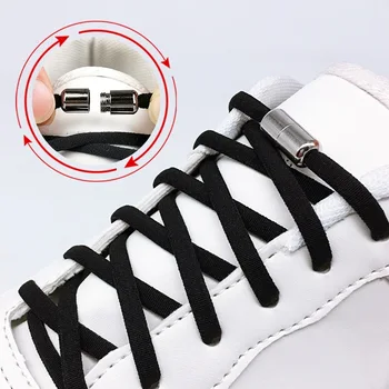 1 Çift Hiçbir Kravat Ayakabı Yuvarlak Elastik Ayakkabı Bağcıkları Çocuklar ve Yetişkin için Sneakers Ayakkabı Bağı Hızlı Tembel Danteller 15 Renk Ayakkabı Dizeleri Görüntü 2