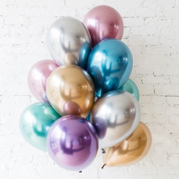 10 adet 12 inç Parlak Metal İnci Lateks Balonlar Kalın Krom Metalik Renkler Şişme Hava Topları Globos Doğum Günü Partisi Dekoru