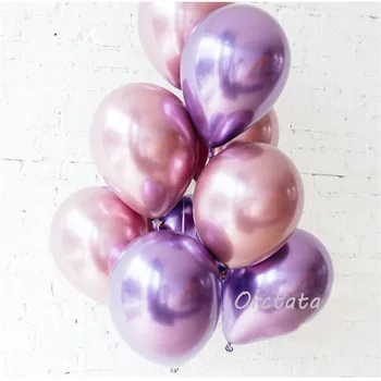 10 adet 12 inç Parlak Metal İnci Lateks Balonlar Kalın Krom Metalik Renkler Şişme Hava Topları Globos Doğum Günü Partisi Dekoru Görüntü 2