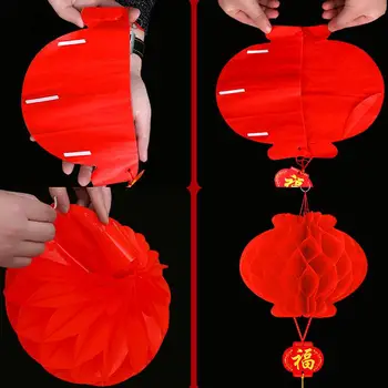 10 Adet 2023 Çin Yeni Yılı 6 İnç Geleneksel Çin Kırmızı Kağıt Fener Asmak Kolye Su Geçirmez Festivali Fenerler Dekorasyon Görüntü 2