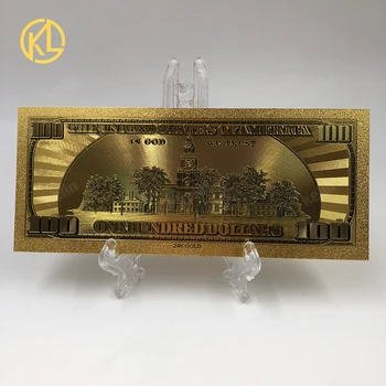 10 adet / grup İsa 100 ABD Doları 24K Altın Kaplama Banknot plastik Sahte Çoğaltma para Yılbaşı hediyeleri ve Yeni Yıl hediye Görüntü 2