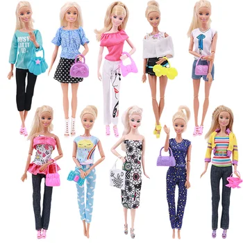 10 Adet Rastgele Yüksek Kaliteli Plastik Mini Çanta omuzdan askili çanta Renkli Moda Aksesuarları Barbie Bebek Kız Oyun DIY Oyuncaklar Görüntü 2