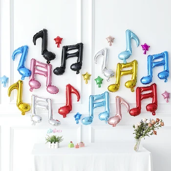 10 adet Renkli Müzik Tek Çift Ton Balon Parti Tatil Doğum Günü Notları Alüminyum Folyo Balon Etkinlik Olay Parti Malzemeleri