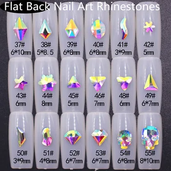 10 adet Süper Parlak Kristal AB Düz Geri Nail art Kristal Sticker DIY Tırnak Tasarım Boncuk 3D Rhinestones Çivi sanat Dekorasyon Görüntü 2