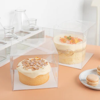 10 adet Şeffaf Kek Ambalaj teneke kutu Plastik Fırında Durumda Tatlı Kek Ambalaj Pişirme Kutusu Parti Bolsas De Papel Al Por Belediye Başkanı