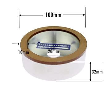 100*32*20*10*alaşımlı Çelik Seramik Cam Yeşim CBN Taşlama için 3mm Fincan şeklindeki Elmas aşındırıcı taşlama tekerleği Görüntü 2