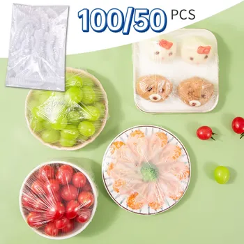 100/50 Adet / grup Tek Kullanımlık yemek örtüsü Çok Fonksiyonlu plastik torba Gıda Depolama mutfak düzenleyici Taze Çanta Meyve Kaseleri Kapaklar Ambalaj