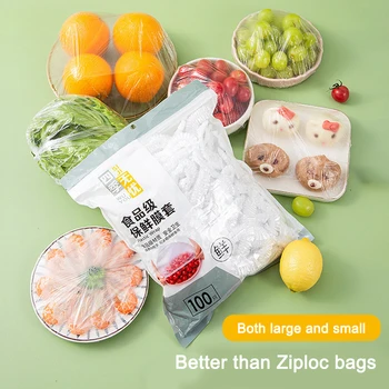 100/50 Adet / grup Tek Kullanımlık yemek örtüsü Çok Fonksiyonlu plastik torba Gıda Depolama mutfak düzenleyici Taze Çanta Meyve Kaseleri Kapaklar Ambalaj Görüntü 2