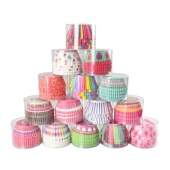 100 adet / grup Renkli Kağıt Kek Cupcake Liner Pişirme Muffin Kutusu Kupası Vaka Parti Tepsi Kek Kalıp Dekorasyon Araçları Cupcake Kağıt Bardaklar