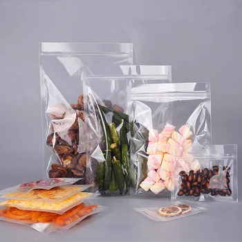 100 adet yüksek temizle düz plastik Zip kilit çanta açılıp kapanabilir mutfak buzdolabı süpermarket et sebze mısır ısı sızdırmazlık torbalar