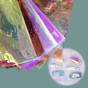 11 adet Aurora Tırnak Sticker Holografik Manikür Kaymak Çivi Sanat Süslemeleri Buz Küpü Tırnak Cam Folyo Tasarım