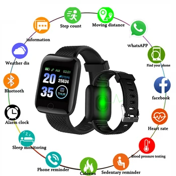 116 Artı SmartWatch Kalp Hızı Bluetooth akıllı saat Bileklik Erkekler Kadınlar D13 spor saat Android Apple Telefon Pk ıwo 8 b57