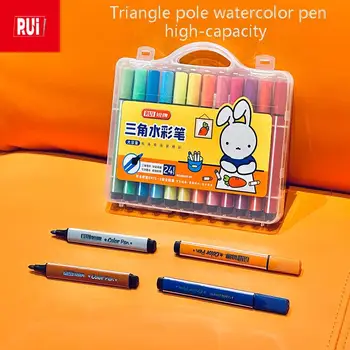 12-48 Eskiz İşaretleyiciler Üçgen Kutup Renkli Kalem Kokusuz Çocuklar Boyama Kalemler Komik Suluboya Kalem yüksek kapasiteli Sanat malzemeleri