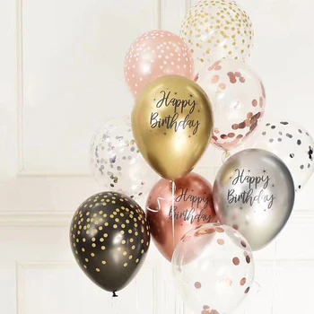 12 adet 12 inç Metalik Lateks Balonlar İnci Balon Baskılı 18 21 Yıl Mutlu Doğum Günü Helyum Hava Globos Çocuklar Parti Süslemeleri