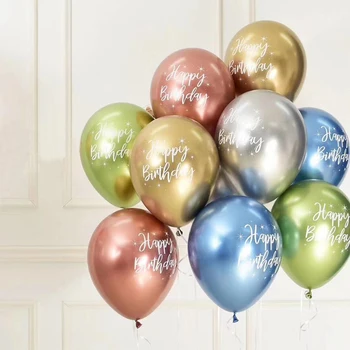 12 adet 12 inç Metalik Lateks Balonlar İnci Balon Baskılı 18 21 Yıl Mutlu Doğum Günü Helyum Hava Globos Çocuklar Parti Süslemeleri Görüntü 2