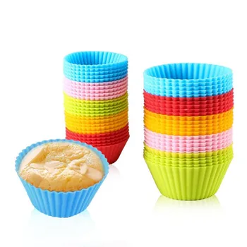 12 Adet silikon kek Kalıbı Bakeware Cupcake Liner Kullanımlık Muffin Pişirme Yapışmaz Kalıpları Mutfak Pişirme Aksesuarları Rastgele