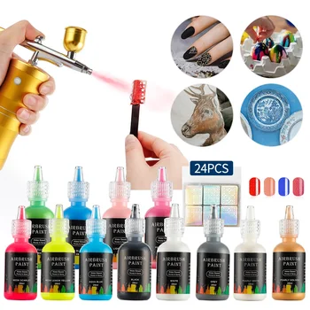 12 Renk 30ML Tırnak Airbrush Mürekkepleri püskürtme tabancası Tırnak Tasarım Tırnak Boyama Pigment Mürekkepleri hava fırçası seti Renk Tırnak Araçları Manikür Jel