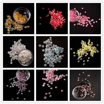 12 renk 4MM Tırnak Glitter AB Renkli 3D Akrilik Rhinestone Kristal DIY Nail Art Dekorasyon Manikür araçları