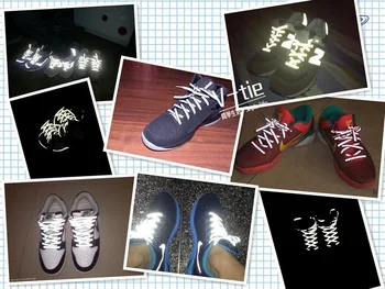 120cm uzunluk Moda Trendi Gece Koşu spor eğlence yüksek ışık yansıtıcı Ayakkabı Bağı yaratıcı çift taraflı yansıtıcı Ayakabı Görüntü 2