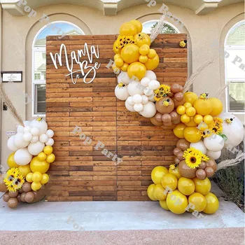 126 adet Arı Balonlar Garland Kiti Sarı Bej Doğum Günü Partisi Balon Kemer Dekorasyon Doğum Günü Bebek Duş Karamel Yay Balon