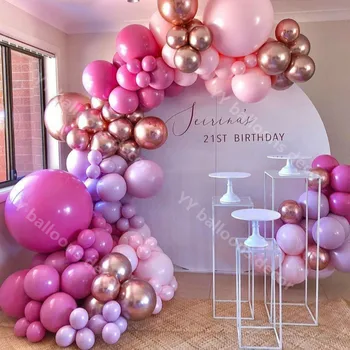 126 adet DIY Balon Kemer Garland Küresel Sıcak Pembe Krom Gül Altın Düğün Doğum Günü Bebek Duş Parti Arka Plan Dekor Çocuk Oyuncakları