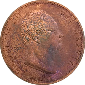 1831 Büyük Britanya 1/2 Kuruş Kırmızı Bakır koleksiyon Kopya Para