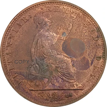 1831 Büyük Britanya 1/2 Kuruş Kırmızı Bakır koleksiyon Kopya Para Görüntü 2