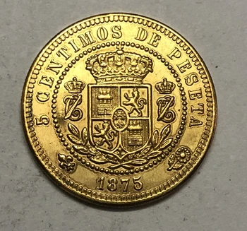 1875 İspanya 5 Centimos-Carlos VII Kopya Para Görüntü 2