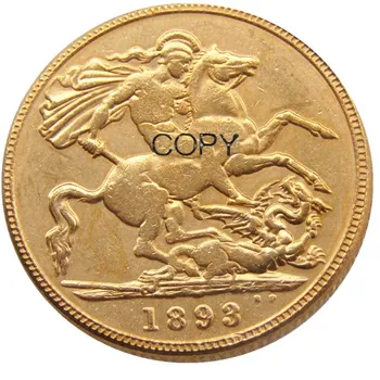 1893 Kraliçe Victoria Büyük Britanya İki Pound Çift Egemen Altın Kaplama Kopya Para Görüntü 2