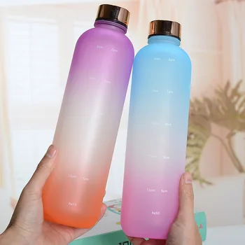 1L BPA İÇERMEYEN Su Şişesi Renk Değişimi Tasarım Kola Şekli su sürahisi Büyük Kapasiteli İçme Bardağı açık alan sporları Spor 5 renk Görüntü 2