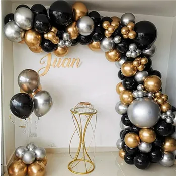 1set Altın Siyah Balonlar Garland Kemer Düğün Doğum günü Parti Süsleri Konfeti Lateks Balon Yetişkin Doğum günü Partisi Supplie Set  Görüntü 2