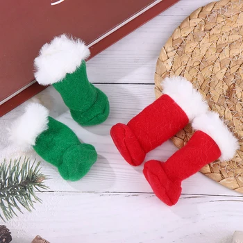 2 ADET Noel Elf Bebek Peri Ayakkabı Kalın Çorap Kar Botları Noel Eleman Oyuncaklar Çocuk Aksesuarları Noel Hediyeler İçin 3 renkler Görüntü 2