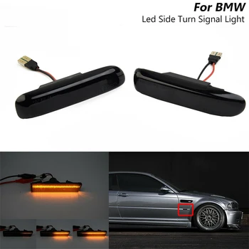 2 adet Sıralı Füme LED Yan İşaretleyici gösterge ışığı Çamurluk Dinamik Akan Sinyal Dönüş Işığı BMW E46 M3 2D E38 Yedek