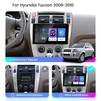 2 din araba android radyosu stereo multimedya oynatıcı ekran 2+32G Carplay Oto GPS BT WIFI Hiçbir DVD Hyundai Tucson 2004-2009 için Görüntü 2