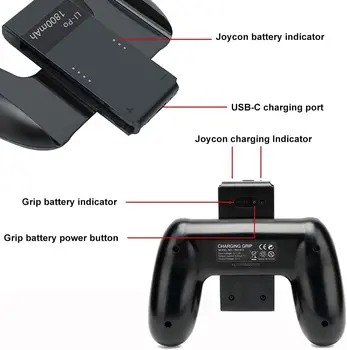 2-in-1 Konfor Kavrama Joy Con Şarj Kavrama için 1800mAh Pil ile Nintendo Anahtarı Joy-Con Denetleyici Joycon kablolu şarj cihazı Görüntü 2