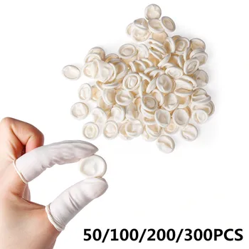 20-200 adet / torba Doğal Kauçuk Tek Kullanımlık Lateks Parmak Karyolası Setleri Parmak Koruyucu Eldiven Beyaz anti statik Parmak kol