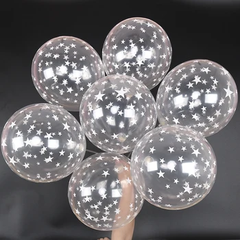 20 adet / grup 12 İnç Şeffaf Yıldız Balon Baskı Yıldız Lateks Balonlar Toptan Helyum Balon Düğün Doğum Günü Partisi Dekorasyon