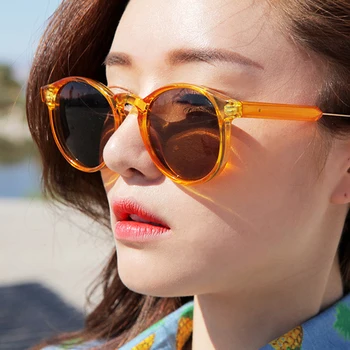2018 Marka Tasarımcısı Kadın Yuvarlak Güneş Gözlüğü Retro Vintage Güneş Cam Kadın Kedi Göz Sunglass Oculos De Sol Feminino 5451 R