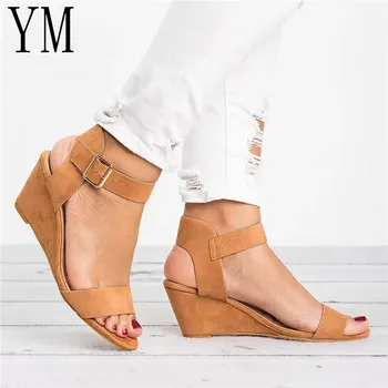 2020 Sıcak Satış Yeni Kadın Sandalet Artı 43 Takozlar Ayakkabı Yüksek Topuklu Yaz Flip Flop Chaussures Femme platform sandaletler 5 Renkler