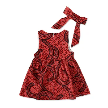 2020 yeni moda yaz afrika çocuk baskı o-boyun kolsuz elbise afrika kız elbise Görüntü 2