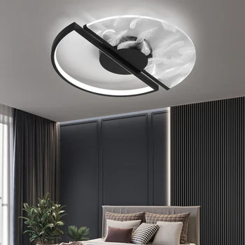 2021 tüy tavan lambası yatak odası lambası basit modern ışık lüks iskandinav oturma odası lamba ana yatak odası avize Görüntü 2