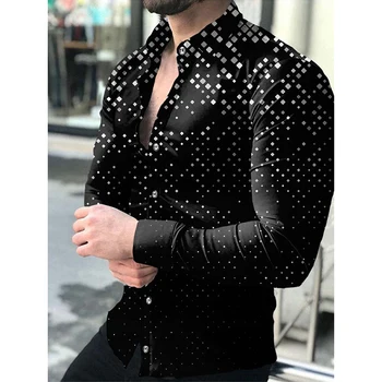 2022 Lüks Yüksek Kalite Moda Erkek Gömlek Düğmeli Gömlek Casual Tasarımcı Ekose Baskı Uzun Kollu Üstleri Erkek Giyim Hırka