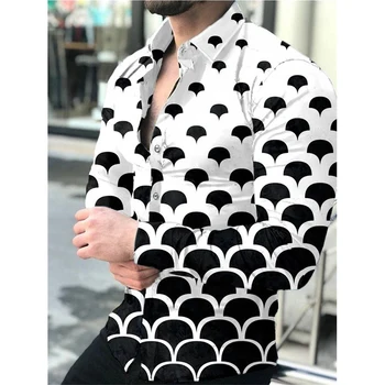 2022 Lüks Yüksek Kalite Moda Erkek Gömlek Düğmeli Gömlek Casual Tasarımcı Ekose Baskı Uzun Kollu Üstleri Erkek Giyim Hırka Görüntü 2