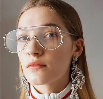 2022 Moda Kadın Erkek Gözlüğü Büyük Boy Düz Üst Tek parça Güneş Gözlüğü Metal Yarım Ayrılmış Gözlük Çerçeveleri Gafas de sol UV400